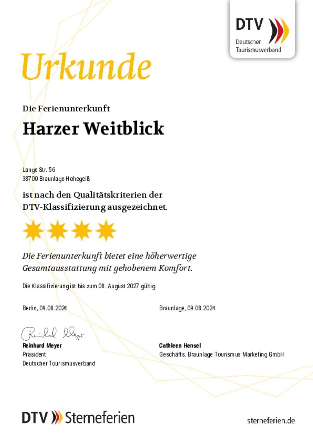 Fewo Harzer Weitblick, Hunde Willkommen, W-Lan, 2X Smart Tv, Dtv 4 Sterne, 4 Pfoten Braunlage Exterior photo